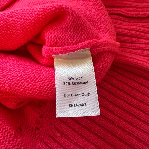 Sail to Sable Bright Pink Crew Neck Wool and Cashmere Sweater | Size Small - Picture 8 of 8